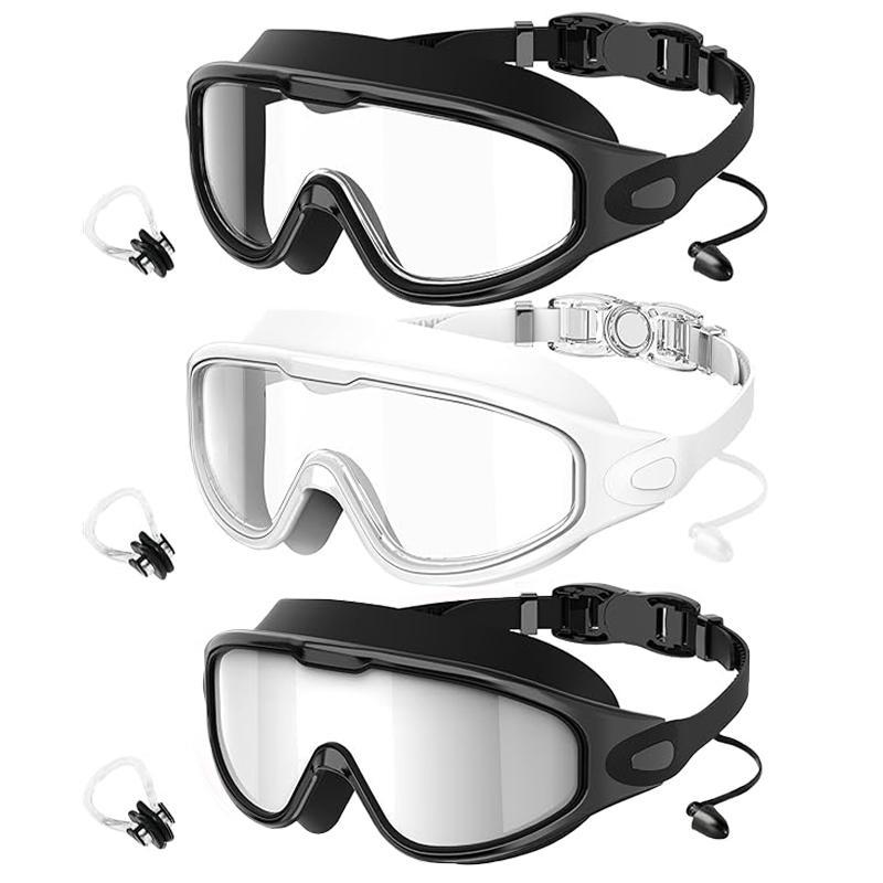 3-Pack Swim Goggles with Nose Clips and Ear Plugs for Adults and Teens, Leak-Proof Anti-Fog Swimming Goggles with 180° Wide View for Pool, Beach and Open Water #GLOBAL PICKS