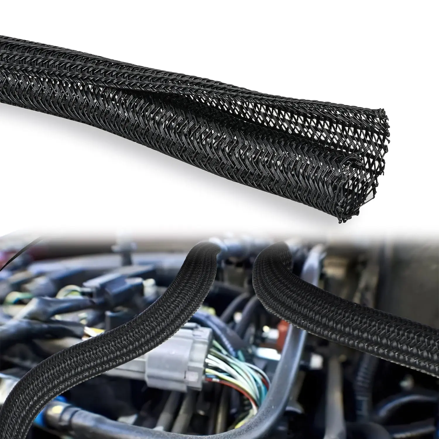 Nilight Braided Cable Management Sleeves, 10ft Length, 1/2in Diameter, for Home Improvement Electrical Wires & Cables Organization