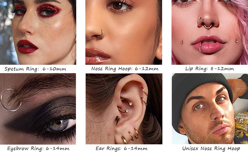LOYALLOOK 8counts G23 Titanium Hinged Clicker Segment Nose Rings Hoop Septum Nose Lip Ring Hoop for Women Men Helix Cartilage Daith Tragus Sleeper Earrings Body Piercing Improved 16G Jewelry LOYALLOOK 8counts G23 Titanium Hinged Clicker Segment Nose Rings Hoop Septum Nose Lip Ring Hoop for Women Men Helix Cartilage Daith Tragus Sleeper Earrings Body Piercing Improved 16G Jewelry