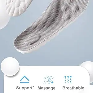 Unisex All Purpose Insoles - 4D Cloud Technology Shock Absorbing Insoles, Long-Lasting Pad, Ergonomic Memory Foam, U-Shaped Heel Cup, Breathable Lightweight, for Athletic Work/Running Workboots (All-Season Sports Shoe Accessories)