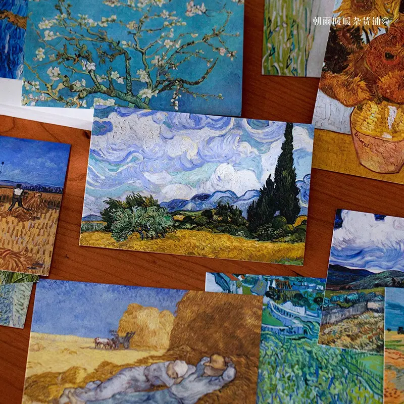 30 Vintage Van Gogh Oil Painting Postcards, Elegant Retro Wall Decor Cards, Perfect Birthday Gift, Artistic Home Decoration