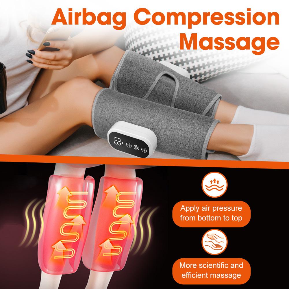 Wireless 360° Air Pressure Calf Massager Hot Compress Electric Airbag Compression Leg Massage Wrap 3 Modes 3 Heating Levels Foot Calf Muscle Relax Blood Circulation