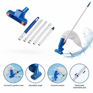 Swimming pool cleaning tool with a bottom brush and suction head, swimming pool cleaning vacuum jet tool