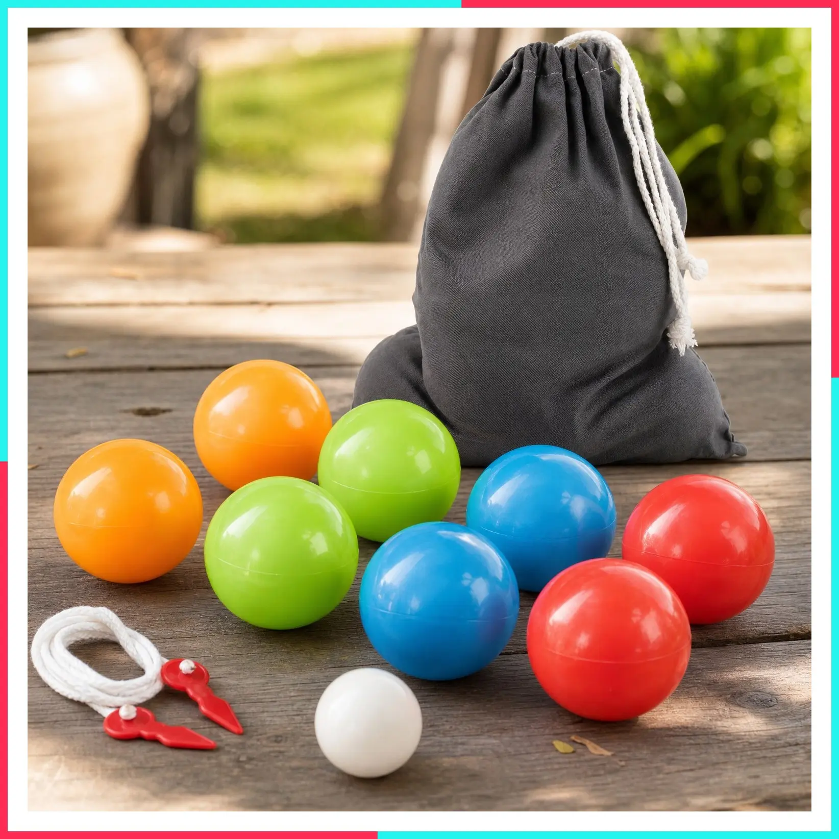 90mm Soft Bocce Ball Set with 8 Weighted Balls, Pallino, and Carry Case for Indoor & Outdoor Play