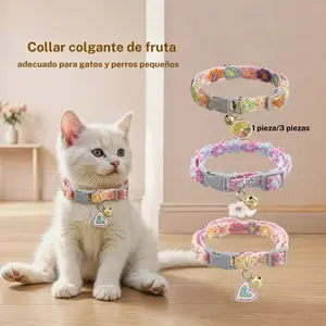 Adjustable minimalist-style collar, featuring cream-colored lace and lemon/heart/flower pendants--soft cotton accessory, suitable for small to medium-sized puppies and cats, perfect for taking photos at weddings, birthdays, and parties