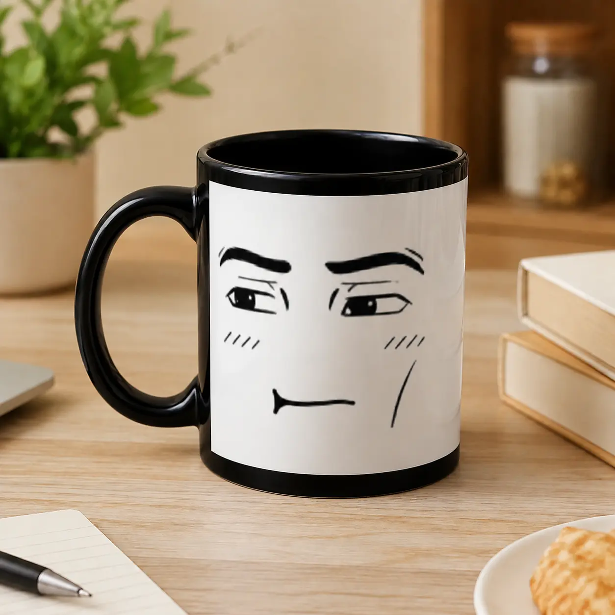 Novelty Funny Coffee Mug, Crazy Face Expression Cup, Black Ceramic Mug With White Lettering Design, Fun Gift For Him Her, Party Gift, White Elephant Gift, 11 Oz