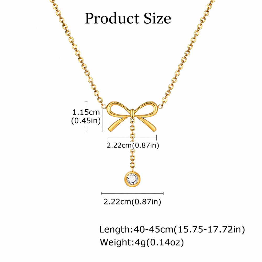 Dainty Bow Necklace for Women, 18K Gold Plated Elegant Choker Bow Pendant Necklace, Fashion Jewelry Birthday Gift for Women