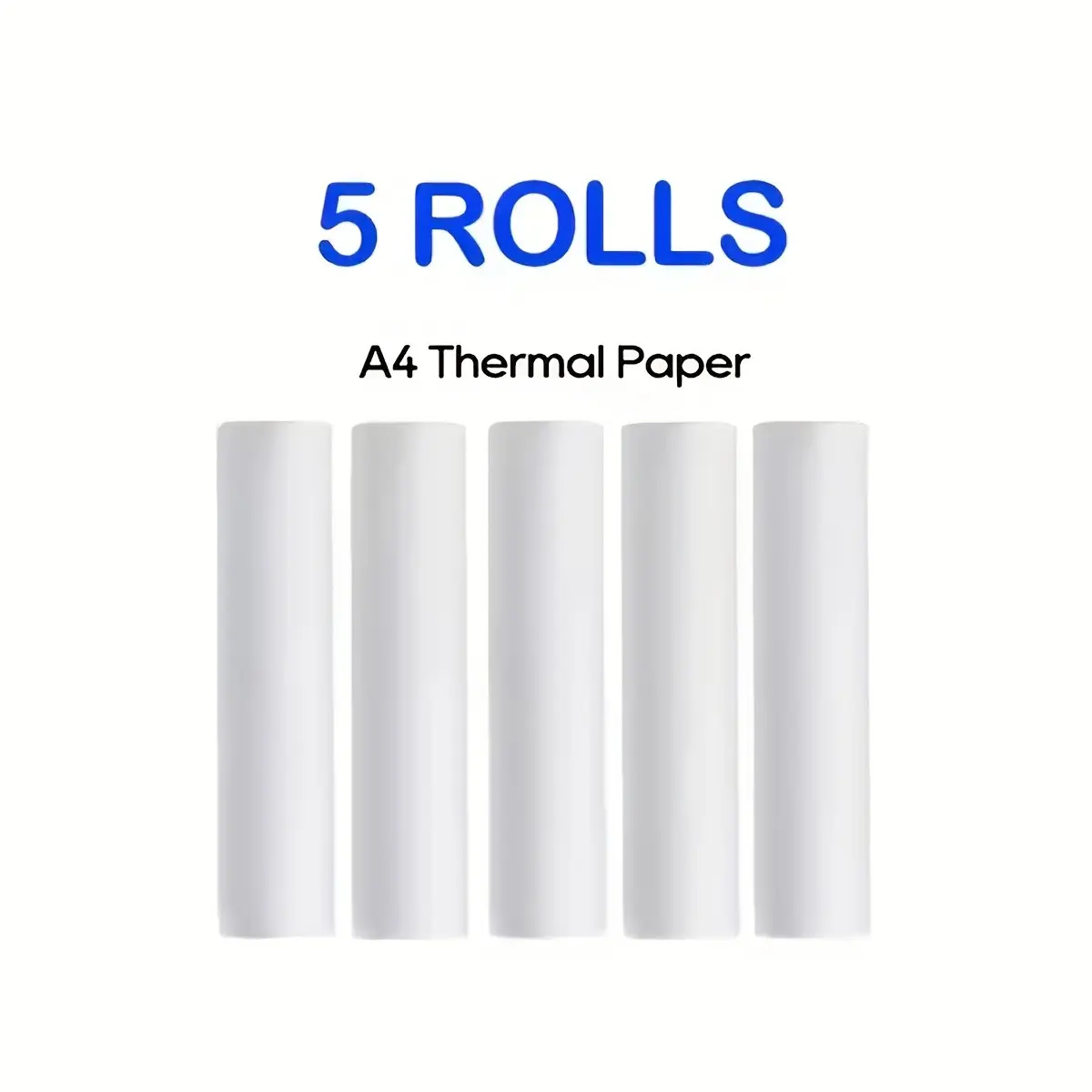 5 Rolls A4 Thermal Paper, Fast Dry 21x29.6 Cm, Thick and Bright, Suitable for Portable Devices, Glossy Print, Enhanced Clarity