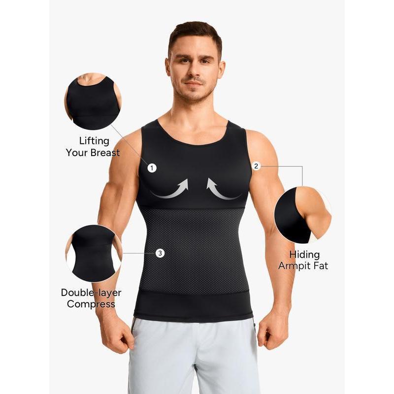 Men's Double layer Compression Vests, Tummy Control Shapewear, Hide Gynecomastia Body Shaper Seamless Tank Top Men's Double layer Compression Vests, Tummy Control Shapewear, Hide Gynecomastia Body Shaper Seamless Tank Top