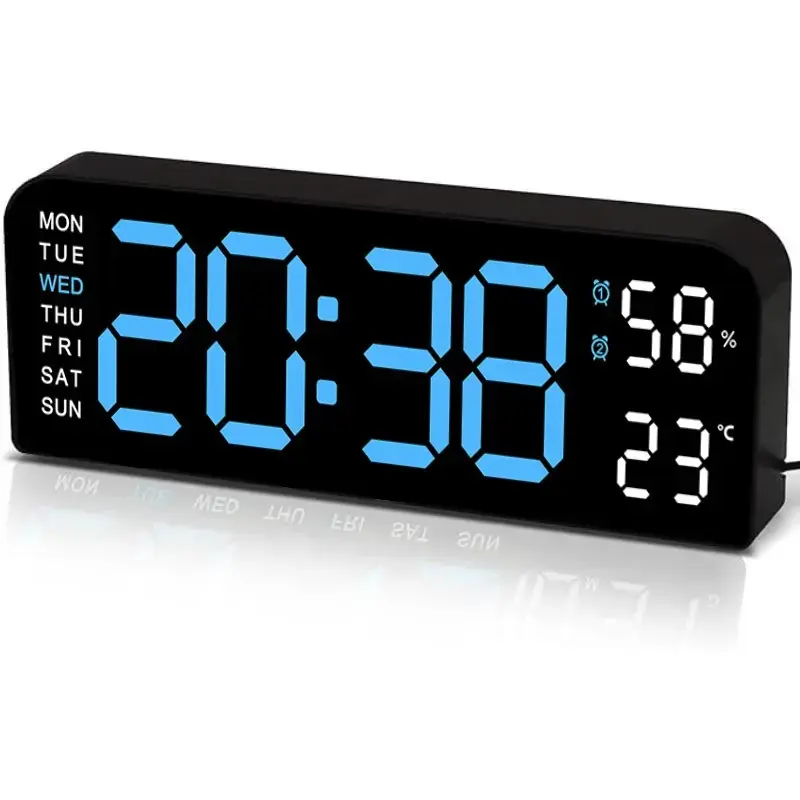 10" LED Digital Wall Clock for Bedroom - Decorative Decor with Large Display, Temperature, Countdown, Auto Dimmer, Snooze, 12/24H Format - Modern Home Decor Gift