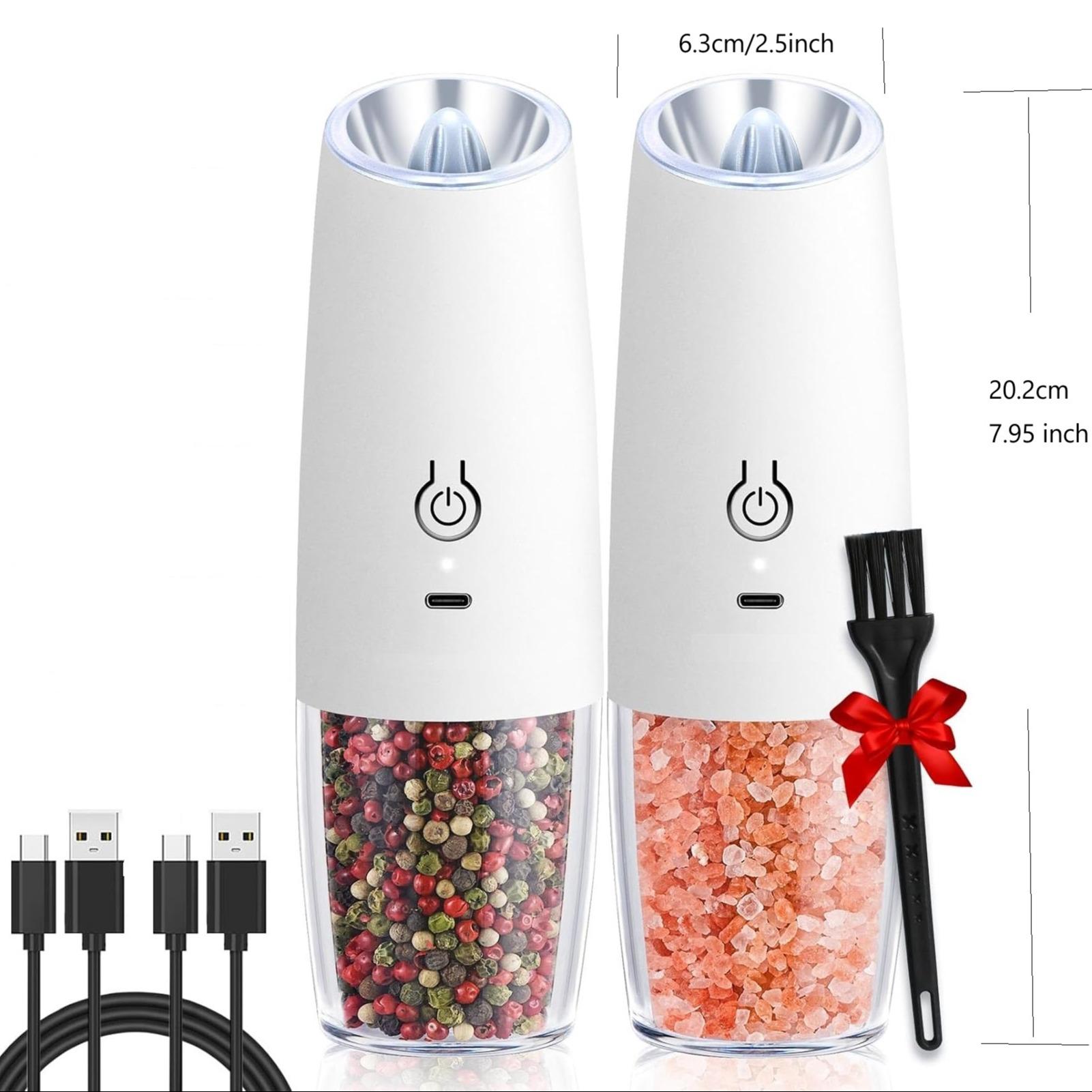 Rechargeable Salt & Pepper Grinder, Type-C Charging Salt & Pepper Grinder, Universal Household Kitchen Appliances for Home Use Kitchen Gadgets