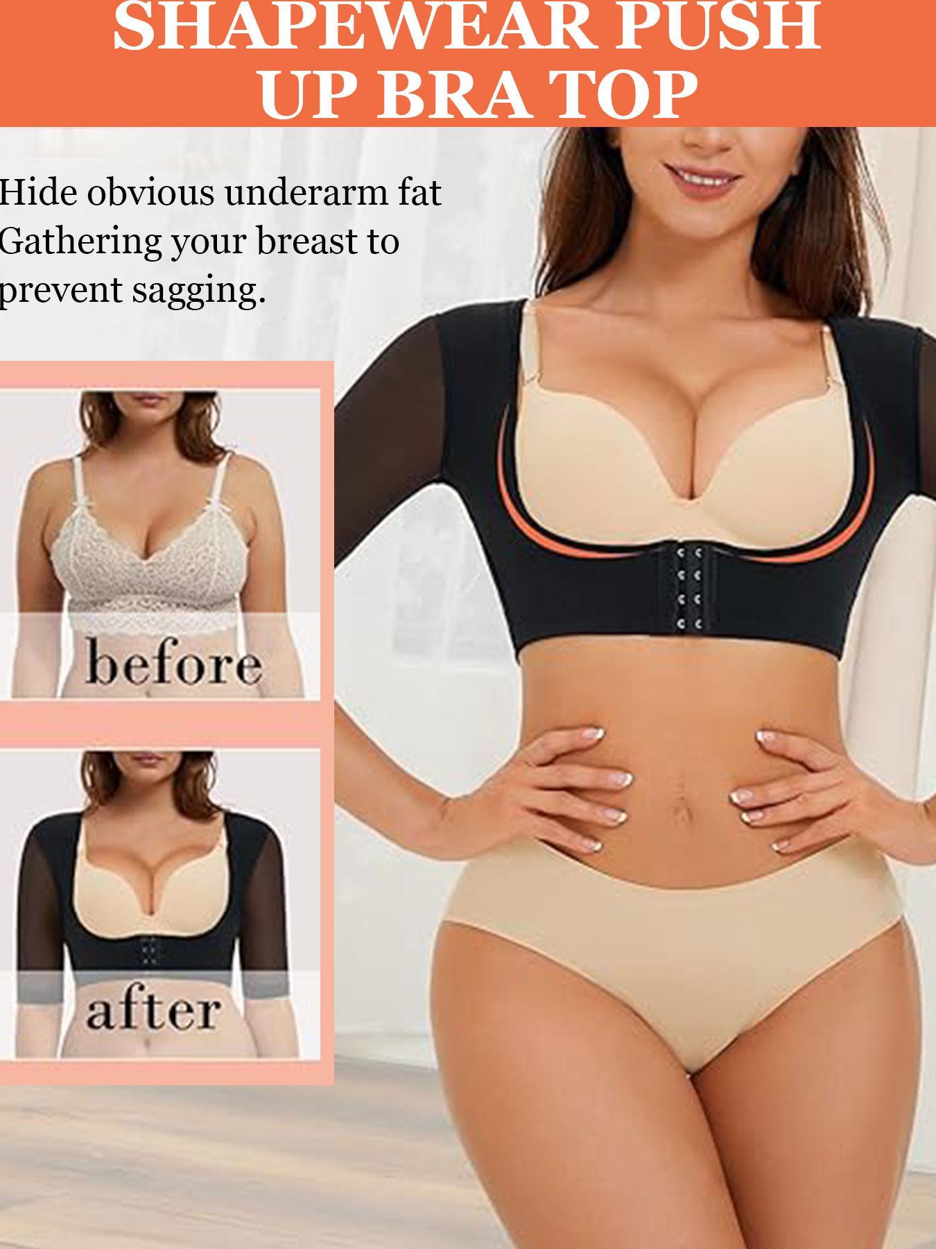 Women's Solid Color U-shaped Hook & Eye Front Push Up Bra, Breathable Comfortable Shapewear Top, Tummy Control Shaper for Daily Wear halloween dailydrip comfyessentials wirelessbrareview wirelessbras midsize comfortablebras tiktokshopbacktoschool cleavage