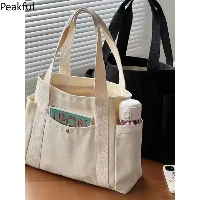 Multifunctional Work Tote Bag for Women, Lightweight Solid Color Shoulder Purse with Double Handle, Large Capacity Everyday Bag for Office, Business Travel & Commute