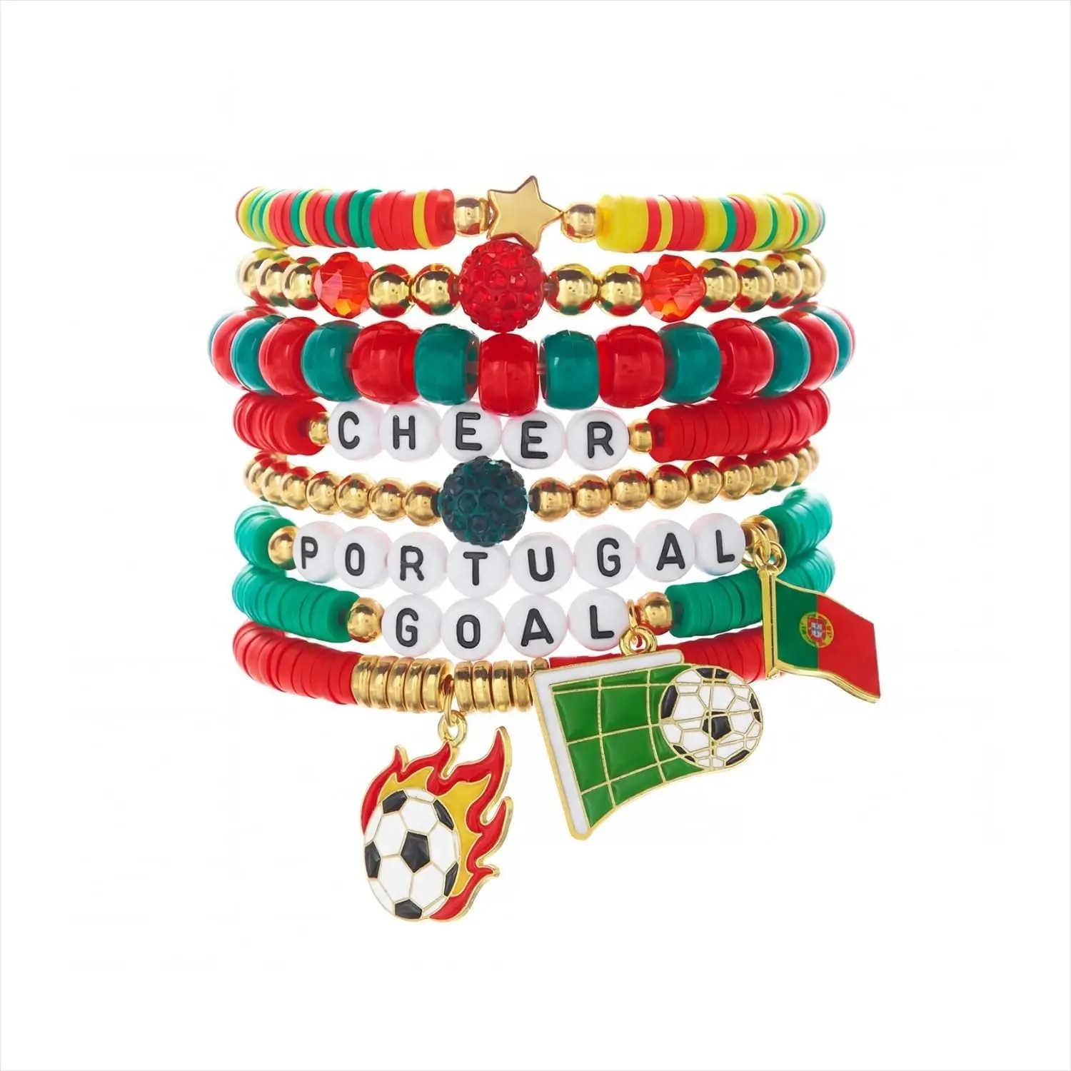 Beaded Country Flag Bracelet, Elastic Stretch Pride Jewelry for Men & Women, Football Fan Accessory for Daily Wear & Watch Party, Bracelets For Women, Football Fashion, Elastic Stretch Construction