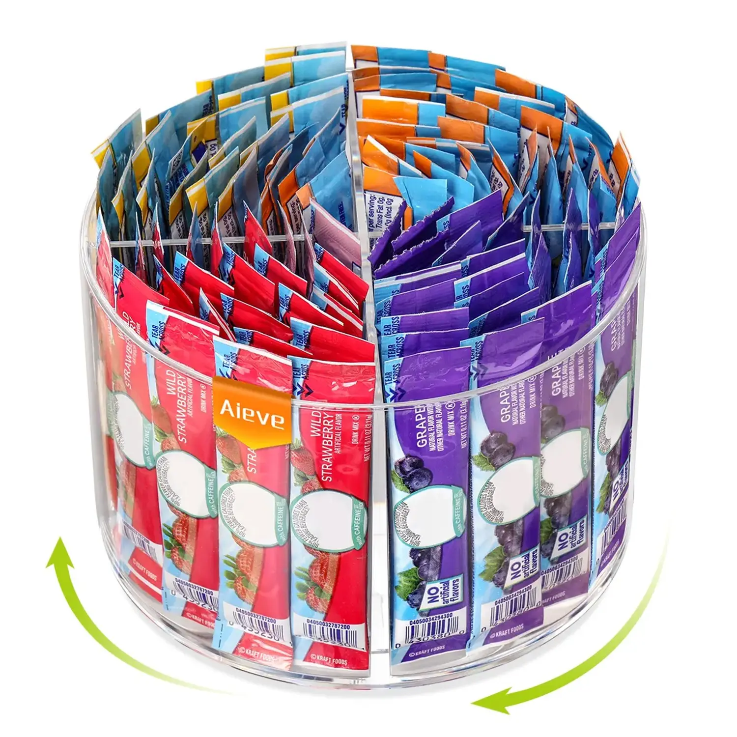 360° Rotating Drink Packet Organizer, Beverage Organizer - Clear Acrylic Lazy Susan for Water Flavor Mixes, Tea Bags & Liquid I.V. - Ultimate Hydration Station for Kitchen Countertop, Pantry & Office Breakroom#SummerVibes