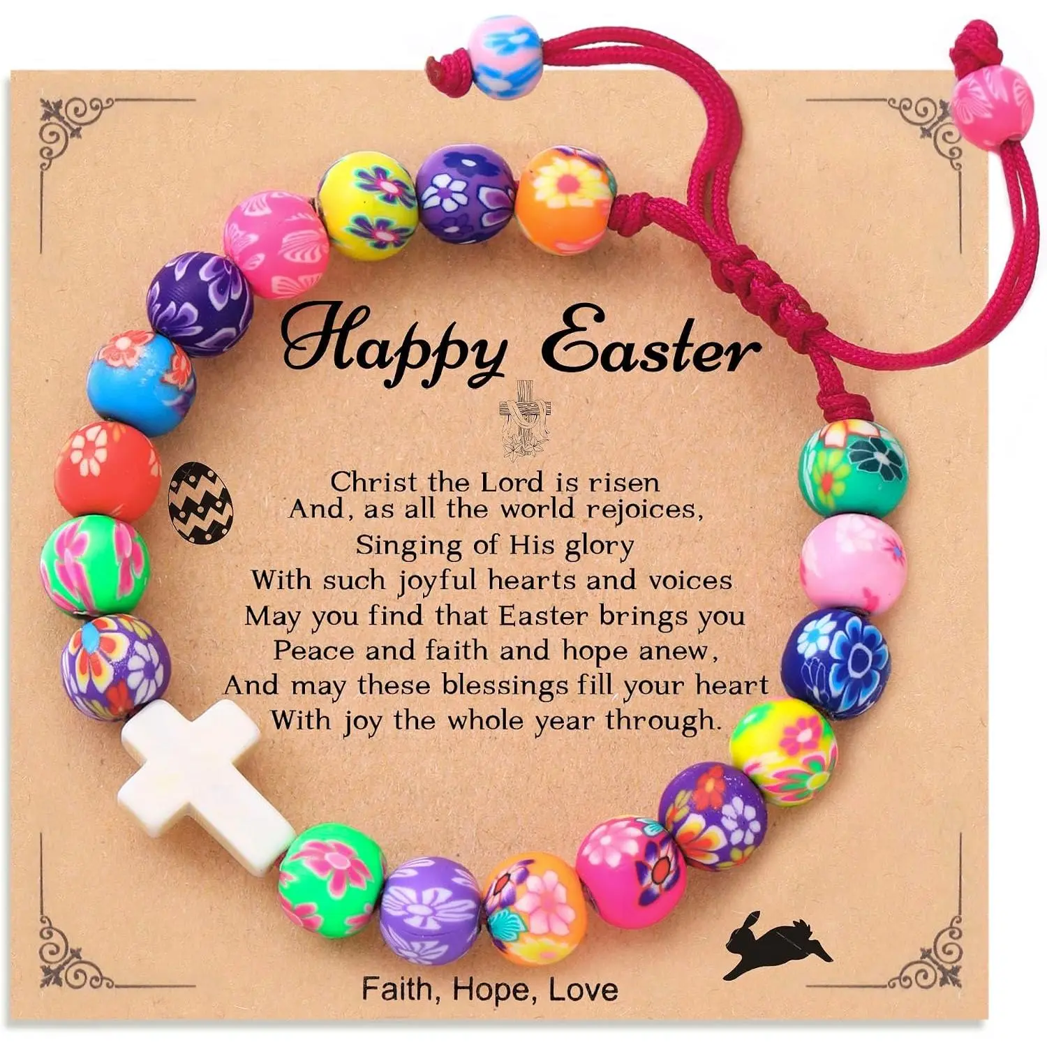 Easter Gifts for Girls, Easter Bunny Bracelets Christian Religious Basket Stuffers Gifts for Teens Granddaughter Daughter Niece