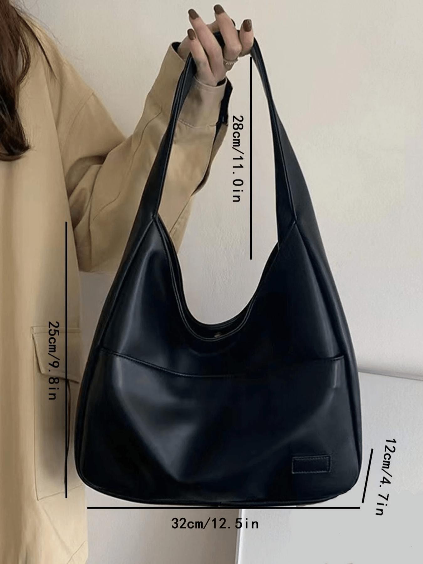 Women's Solid Color Shoulder Bag, Fashionable Large Capacity Tote Bag for Work & Daily Used, Casual Trendy Versatile High-quality Daily Commuting Bag, Everyday Shoulder Bag, Crossbody Tote Bag