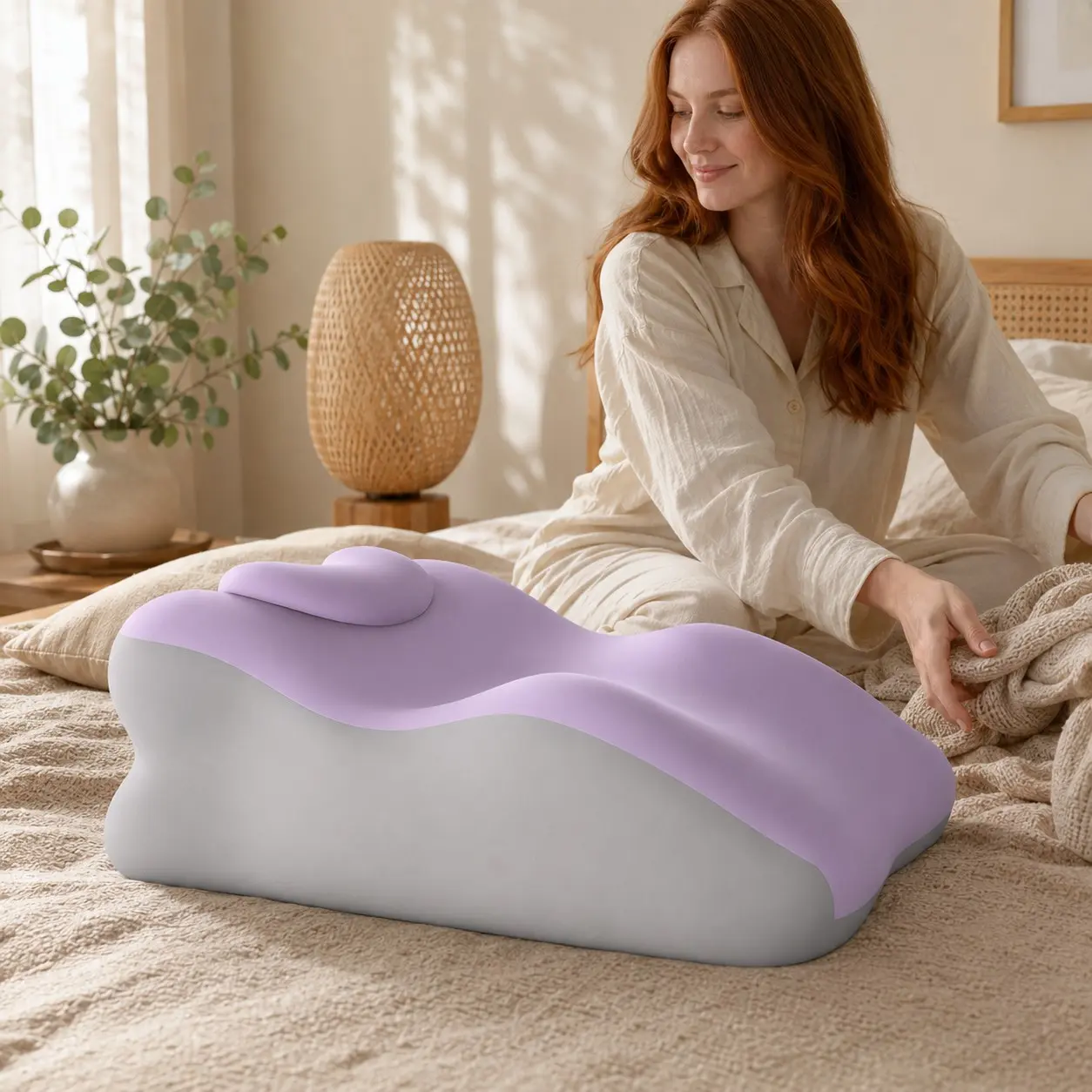 Double Person Integrated Home Support Cushion, Soft Polyurethane Material, Easy Clean Cover, Ideal for Sofa and Bed Relaxation