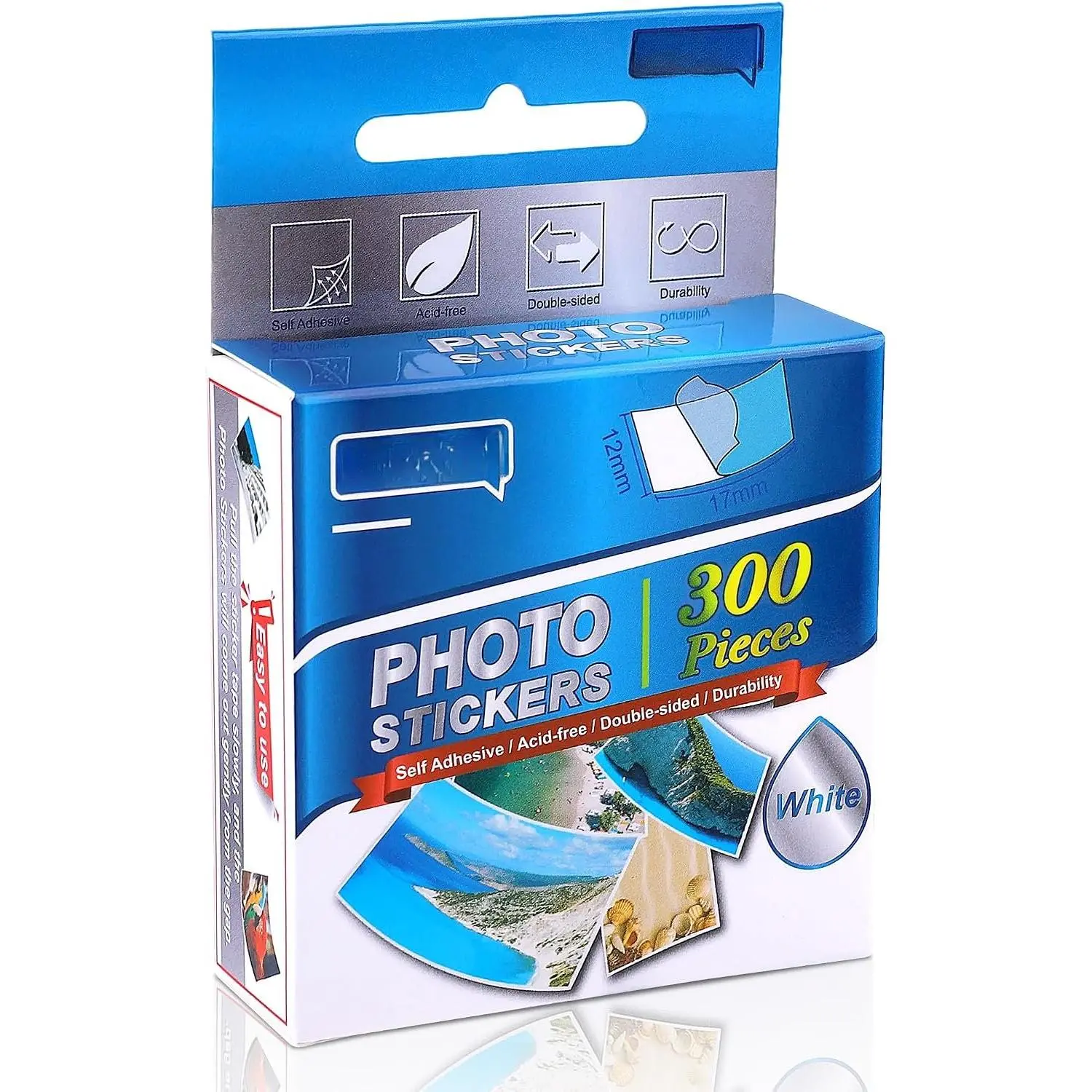300 count Photo Sticker Clear Self Adhesive Photo Corners White Double-Sided Acid Free Picture Holders for DIY Creative Scrapbooks Pictures Album Journal