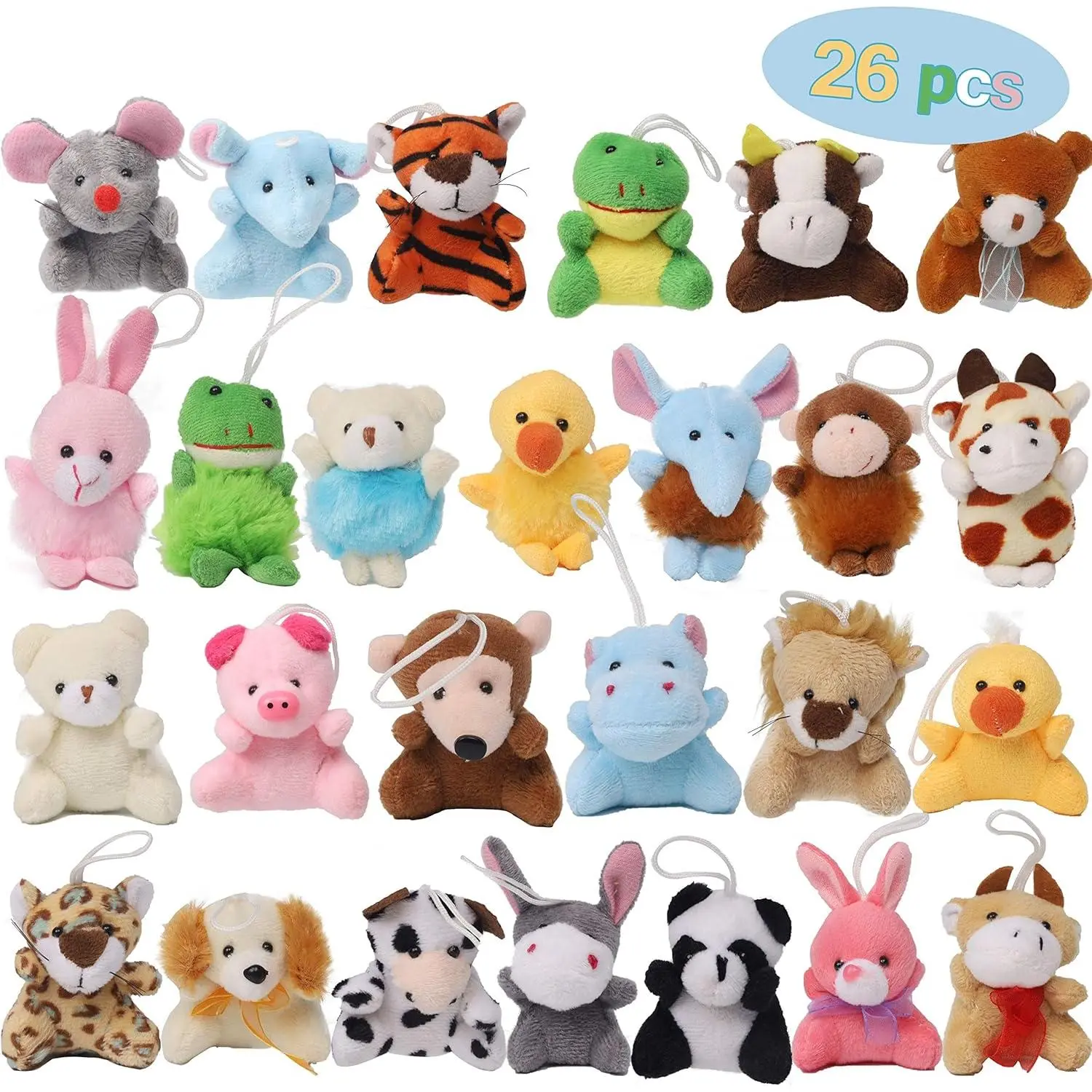 26 Pack Christmas Mini Animal Plush Toy Set, Cute Small Stuffed Animal Keychain Set, Goodie Bag Fillers, Carnival Prizes for Kids, Assortment Kid Valentine Gift Easter Egg Filter Party Favorsfidget toys
