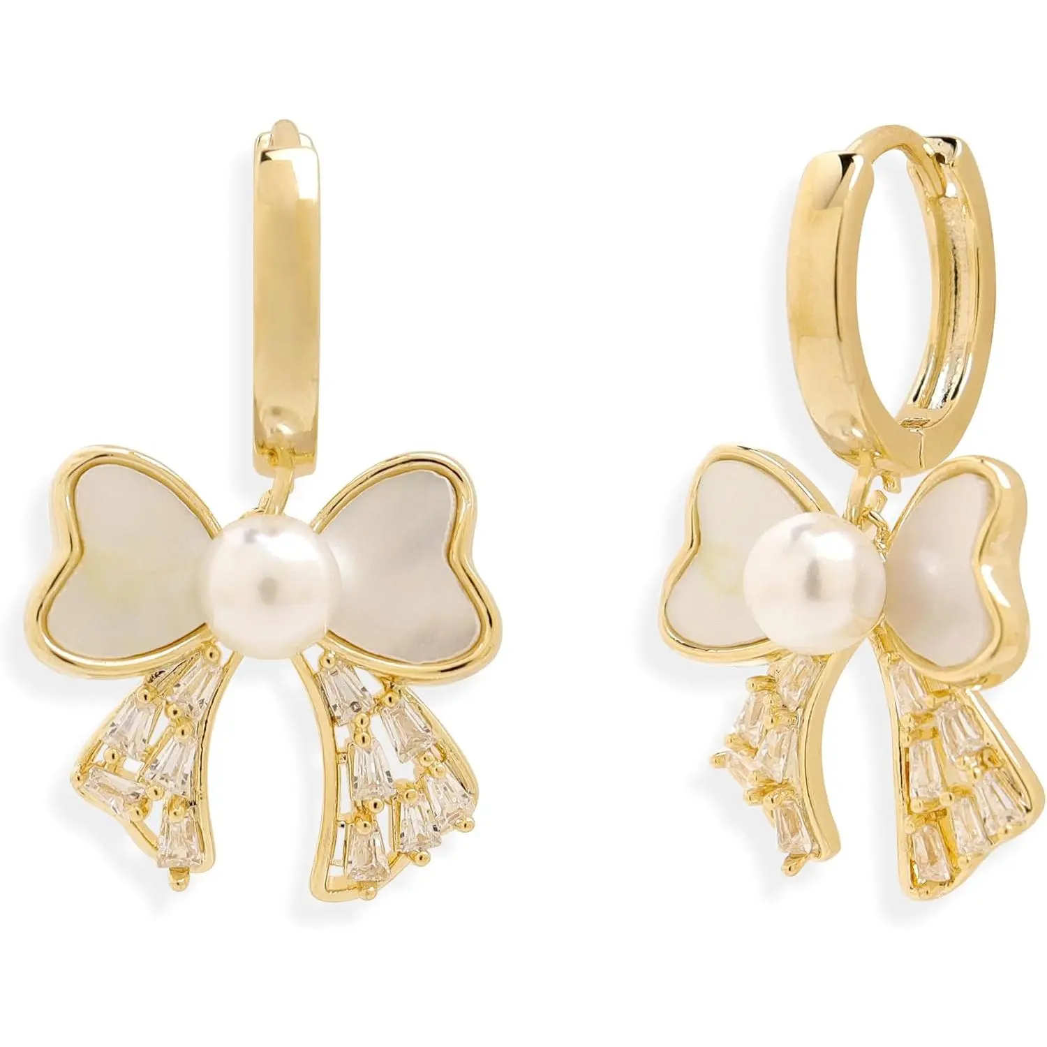 Bow Dangle Small Hoop Earrings for Women, Cute Christmas Tree Sparkly CZ Rhinestone Snowflakes Ribbon Drop Earings Holiday Xmas Accessories Fashion