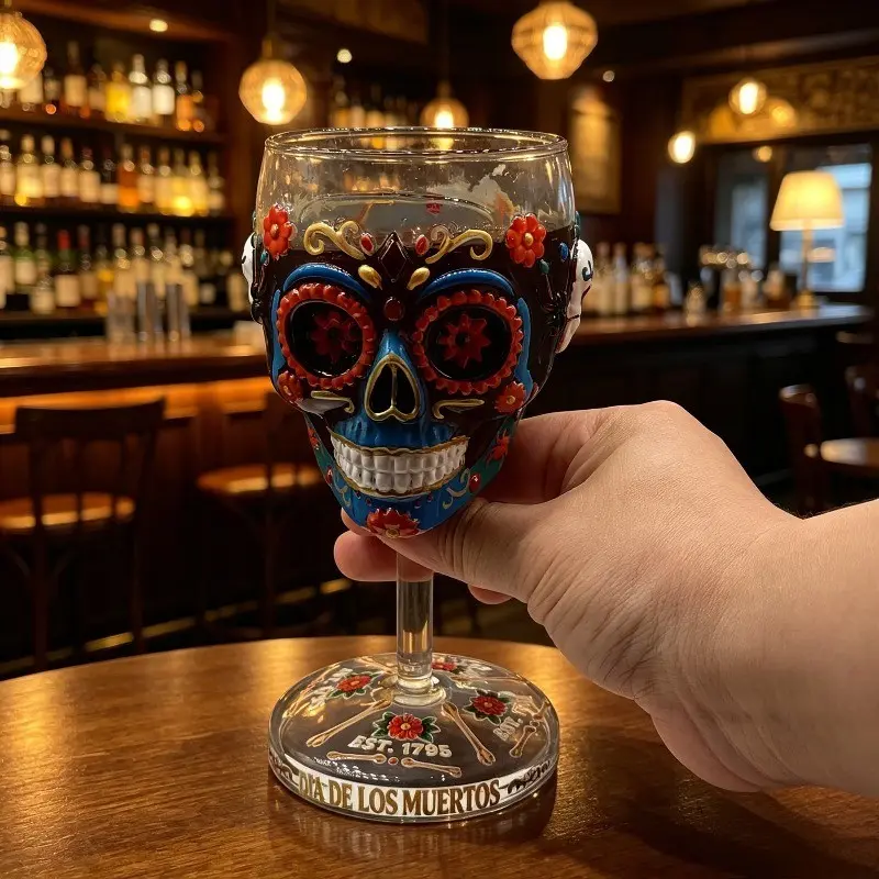 Hand-Painted Glass Goblet, Jose Cuervo Day of the Dead Collector Goblet, High-Heeled Artisanal Wine Cup, 2026 New Design