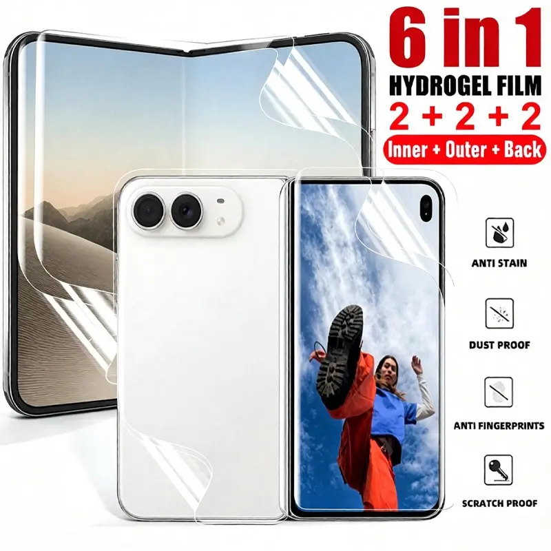 6 in 1 HD Hydrogel Film Suitable for iPhone Duo 2026 Smartphone New Screen Protector Inner Outer Rear Protective Soft TPU Films Full Coverage, Sensitive Touch, Anti-Fingerprint, Scratch Resistant