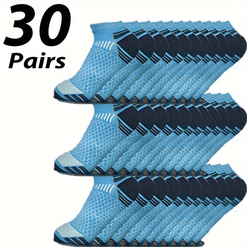 30Pairs Unisex Youth Crew Socks, Polyester Knit Fabric, Low Cut Ankle Boat Socks for Teens Basketball, Volleyball, Football - Soft, Breathable, Hand Washable, Suitable for All Seasons