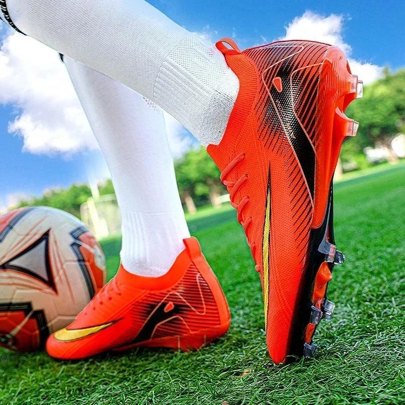 New Men Football Boots Cleats Shoes Soccer Long Spikes Training Ultralight Outdoor Drop Soccer Shoes FG Non-Slip