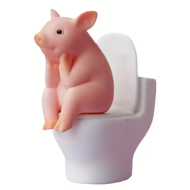 Piggy Bathroom Decorative Figurine, Desktop or Wall Mounted, Ideal for Home Office and Living Room, Home and Bath Decoration