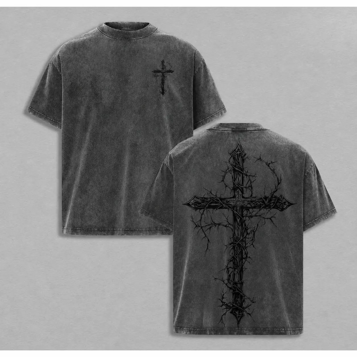Washed Cotton Tee-Grey