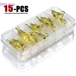 15PCS Soft Plastic Fishing Lures, Bionic Grass Shrimp Shaped Micro Baits, Realistic Swimming Action, Flexible Soft Bait Design, Easy Hookups Fishing Accessories, Durable Universal Fishing Gear for Freshwater and Saltwater Outdoor Angling