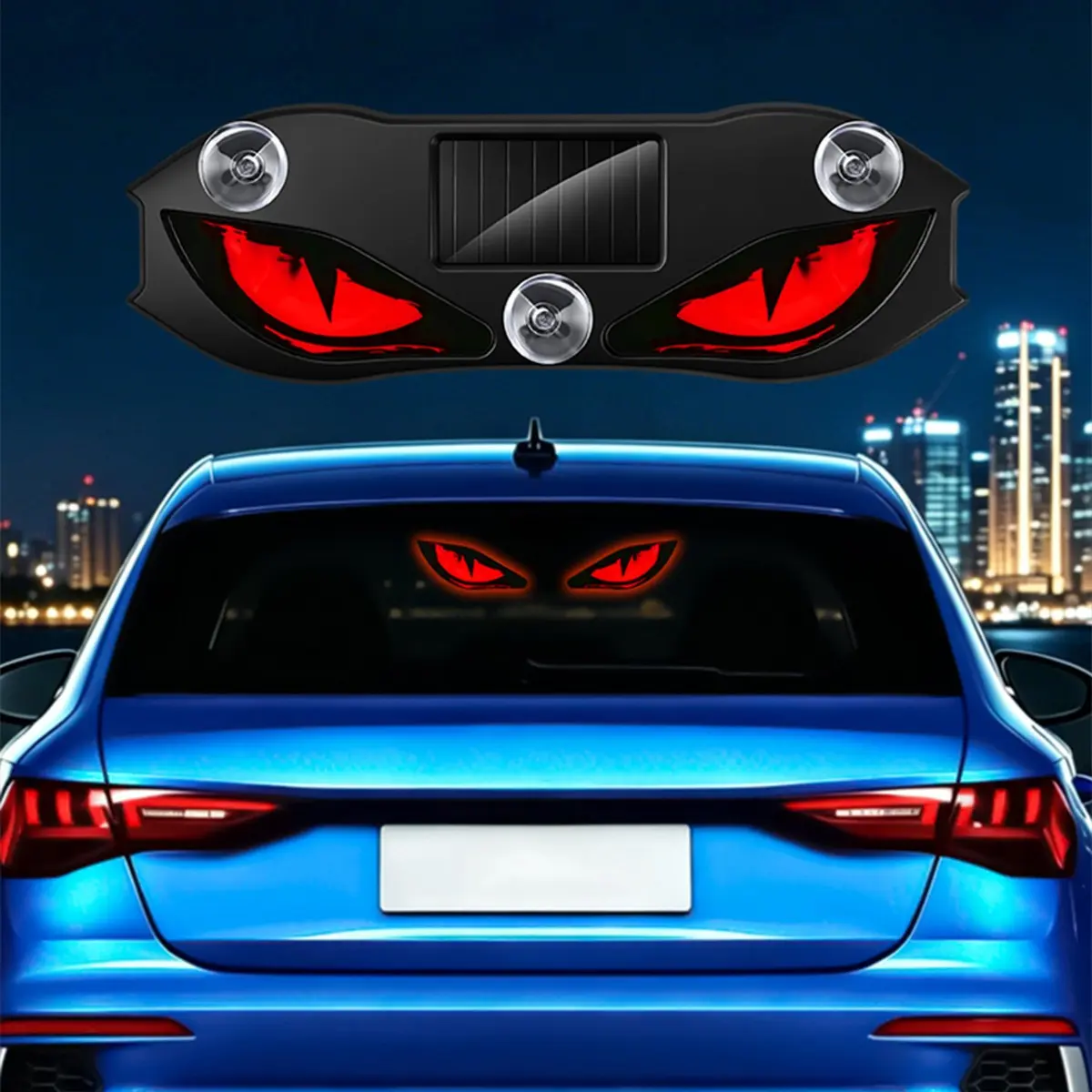 1pc Solar Demon Eye LED Car Window Decor Light, Suction Cup Mount Devil Eye Ambient Lamp, Car Atmosphere Lamp, Car Ambient Lighting, Universal Interior Accessory for SUV Truck Van RV, Ideal Gift for Car Enthusiasts
