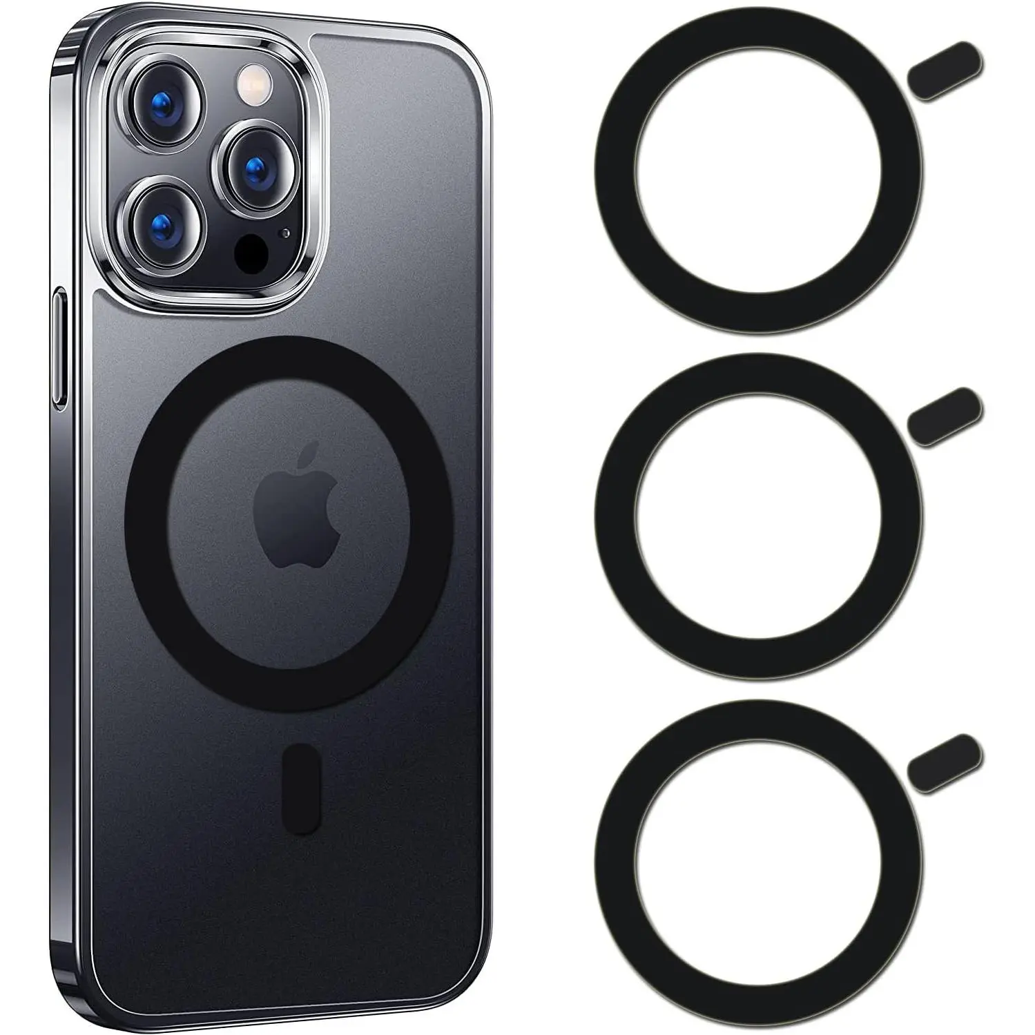3 count for Magsafe Ring Sticker,  Conversion Adapter Compatible with   Accessories for  17/Air/16/15/14 Series, Galaxy Series and Phone Case,Black