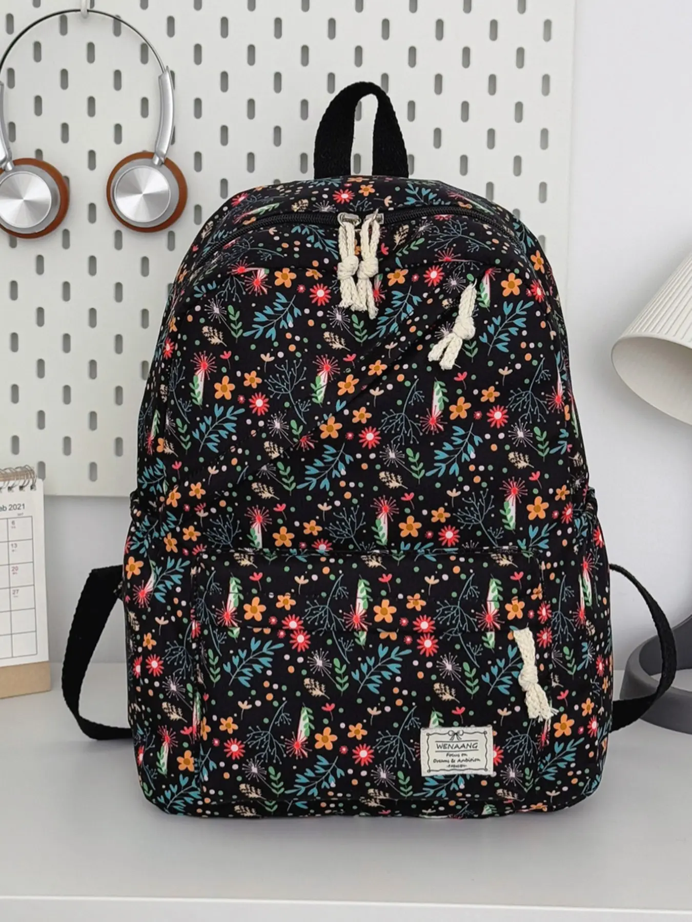 Vintage Floral Nylon Backpack, Large Capacity Student Bag, Lightweight Casual Backpack for High School, College, Travel, Outdoor Activities, School Backpacks, Lightweight Daily Backpack