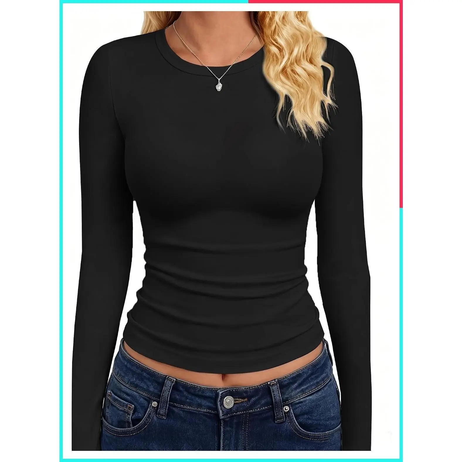 Women's Fitted Long Sleeve Compression Shirts Basic Tees Layering Tops Casual Workout Fall Winter Y2K Trendy