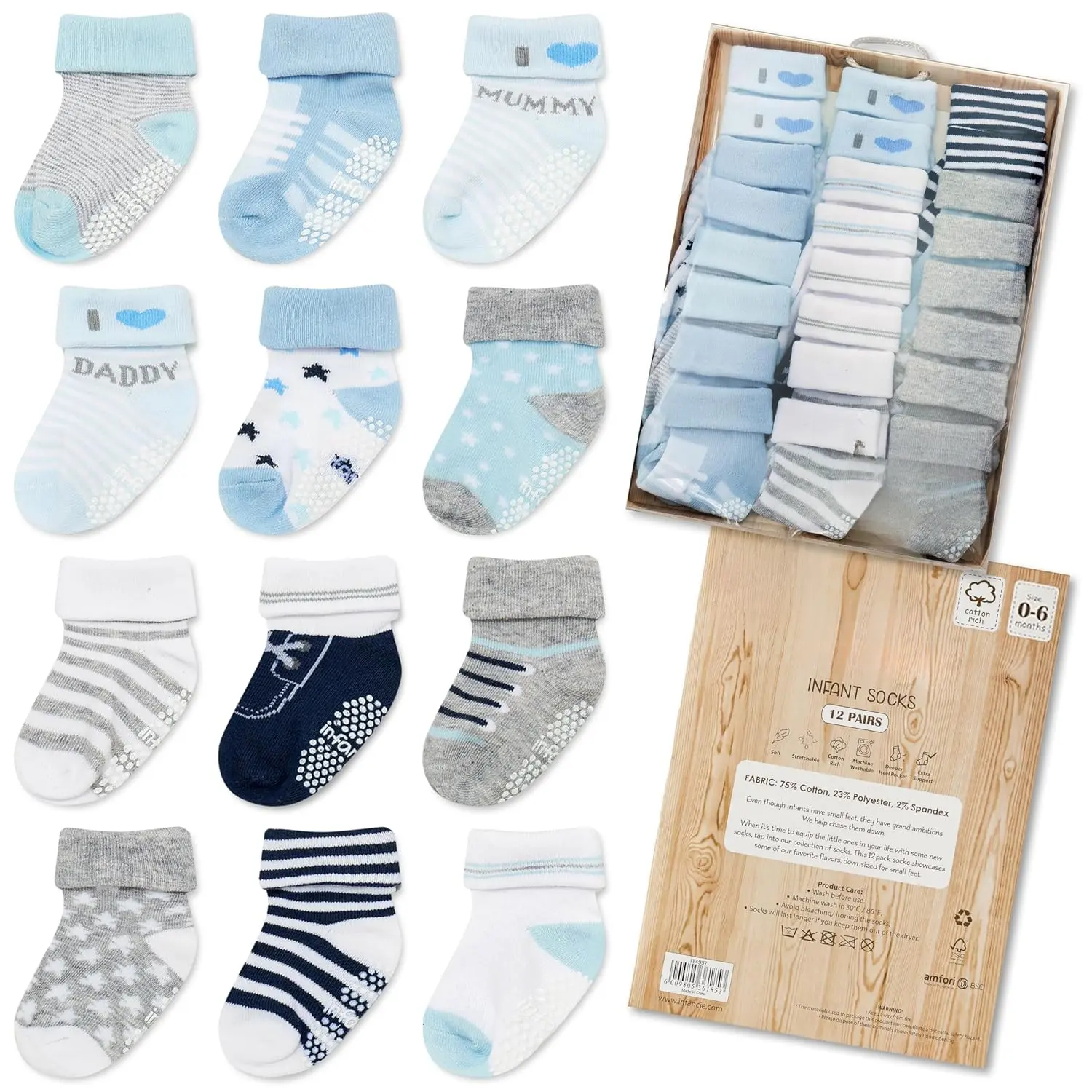Organic Cotton Certified Baby Socks 12 Pairs  Newborn Girls 0-6 Months, Soft Breathable Infant Socks, Cute Little Girls Socks, Baby Registry Essential