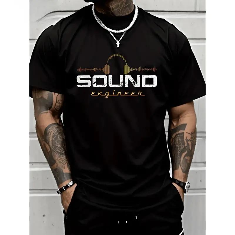 PAYEAH Printed 100% Heavy Cotton T Shirt Audio Engineer Music Production Sound Engineer Disc Jockey
