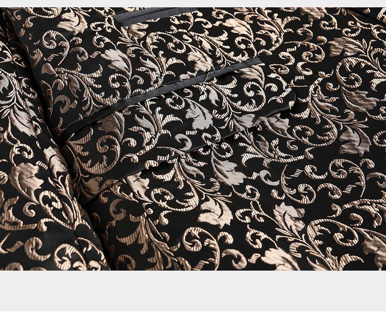 Men's Slim Fit Jacquard Shawl Lapel Suit  Korean Style Business Formal Blazer, Center Vent, Four Seasons Wear