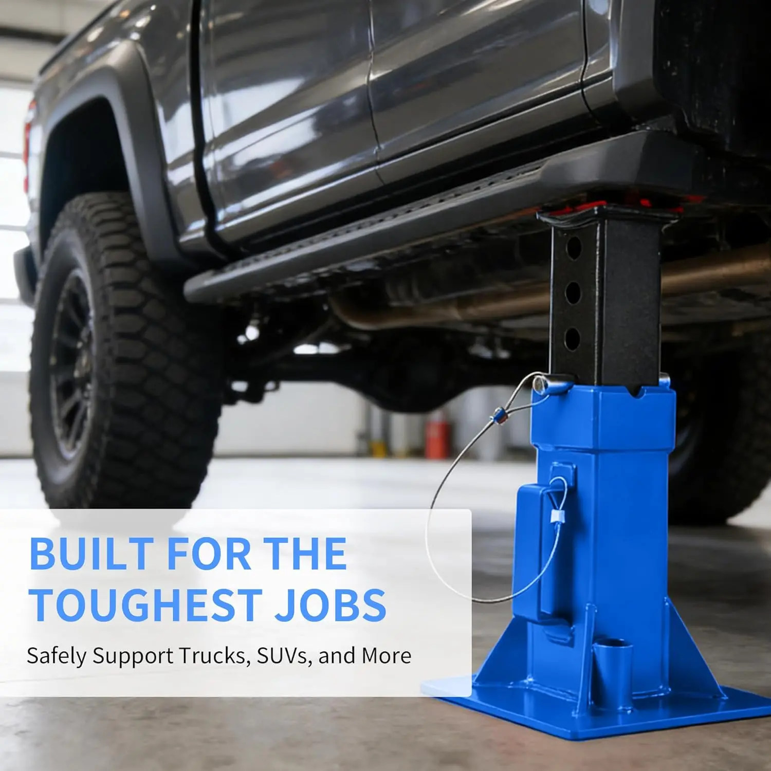 Garvee Heavy-Duty 22-Ton Pin Lock Jack Stands – 2 Pack, Quick-Adjust Height Range 13–19.68 Inches, Professional Garage Jack Stands for Supporting Trucks, RVs, Trailers & Vehicles, Blue