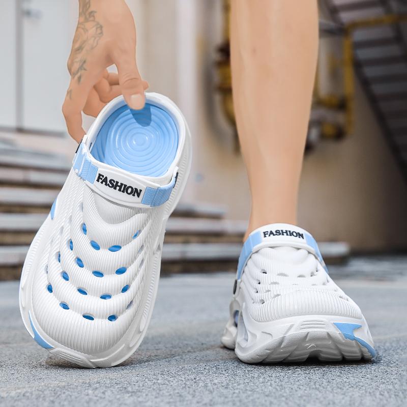 Mens Summer Outdoor Clogs Quick Drying Non Slip Thick Sole Beach Sandals Soft Comfortable Durable Odor Resistant Slippers for Men