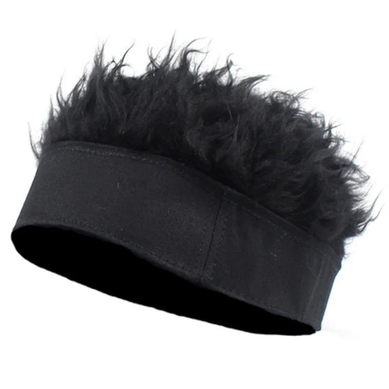 Unisex Beanie Wig Hat Synthetic Short Hair Caps Hip Hop Beanie Hat Spiked Fake Hair Hat Wigs Short Melon Headband Prop Headwear