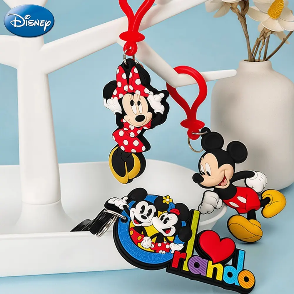 Disney Official Licensed Mickey Minnie Mouse Love Theme Couple Keychain, PVC Keyring Bag Clip, Backpack Decor, Collectible Gift, Birthday Christmas