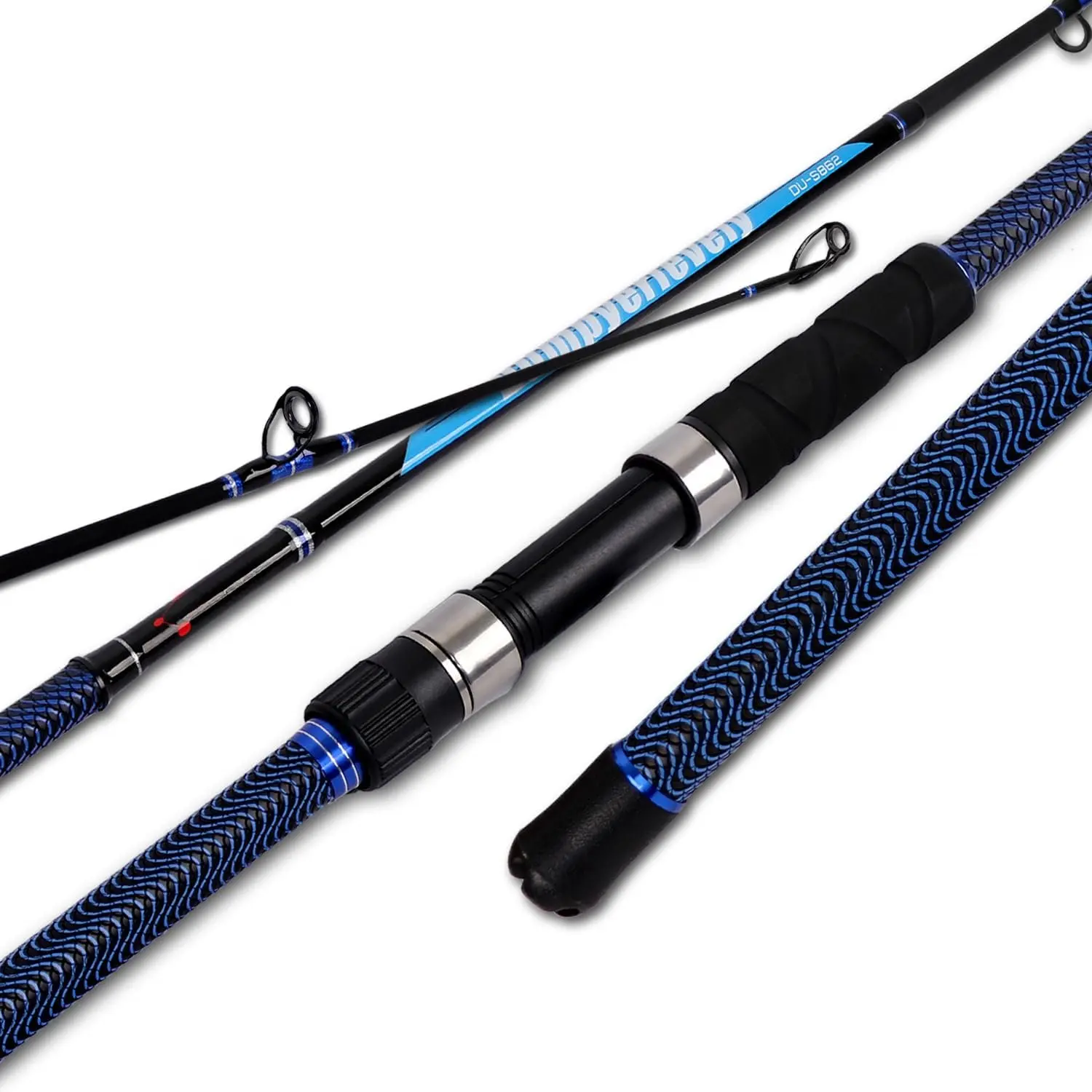 Surf Fishing Rod Carbon Surf Spinning Rod Portable Travel Saltwater Beach Blue Surf Rod with SuperPolymer Handle 8'6"/9'/10'/12'/15'