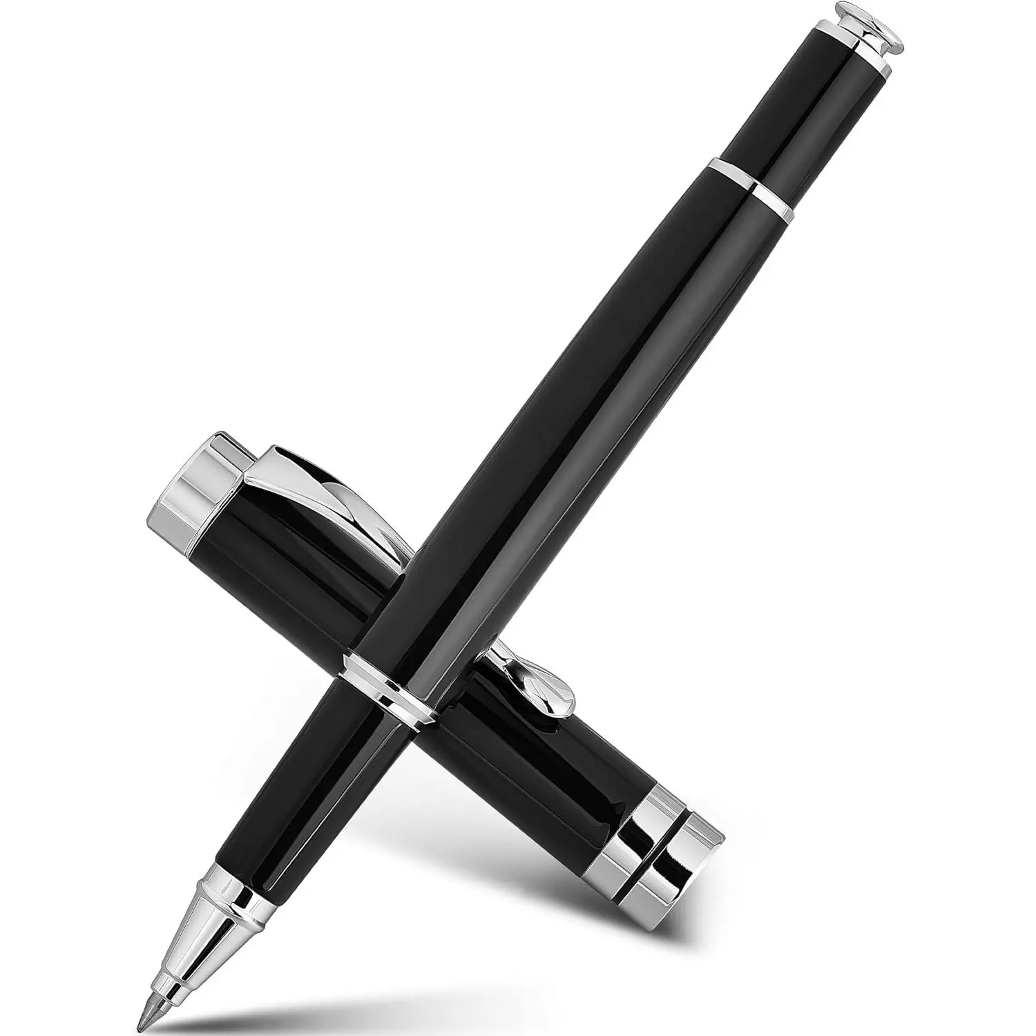 Ballpoint Pens, Stunning Black Chrome Ballpoint Pen with  Trim,  Ball Pen  Set for Men & Women, Professional, Executive, Office, Fancy Pen- Box With 0.5mm Extra Black Refill