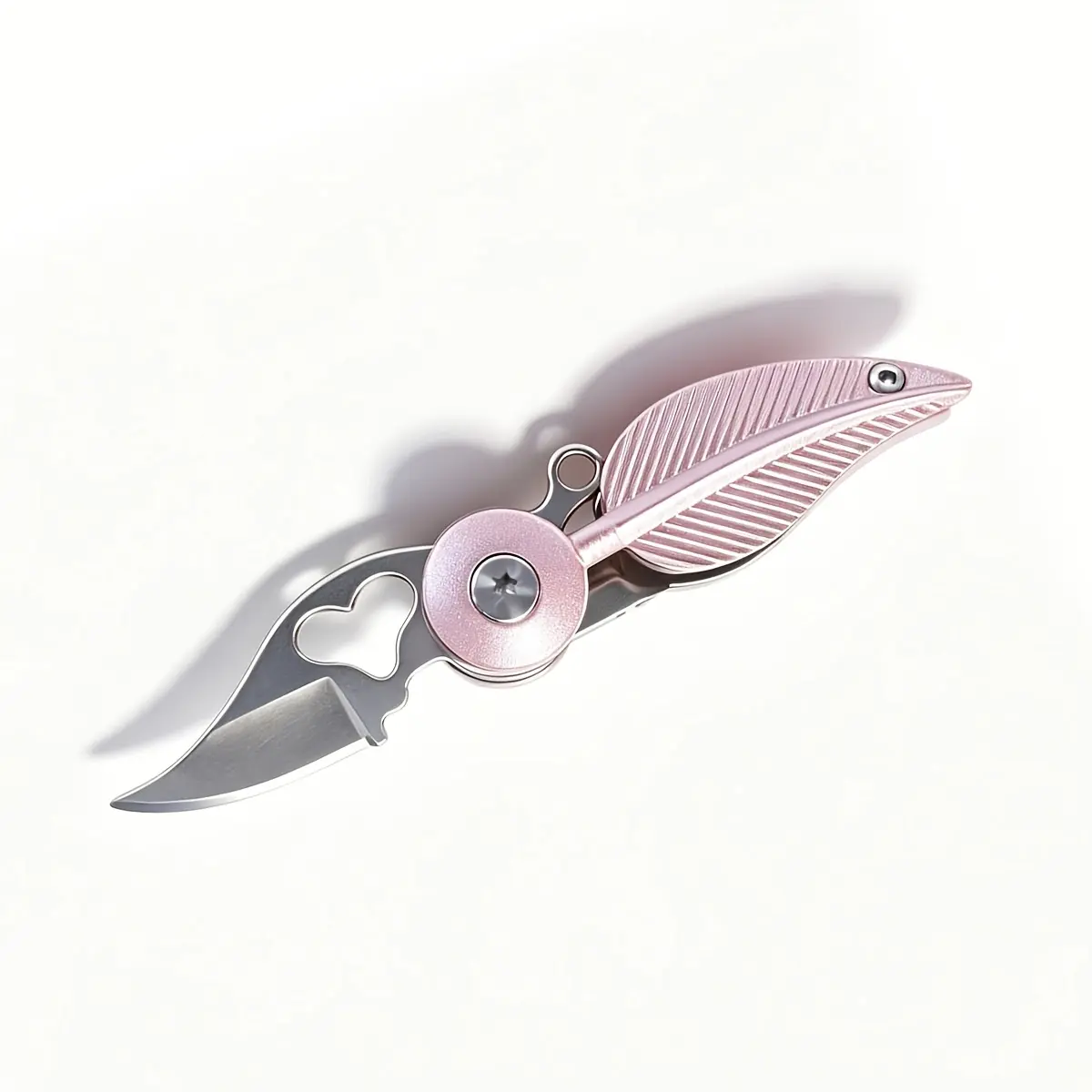 1 Pink Leaf Shaped Folding Knife, Mini Portable Portable Hanging Accessory Disassembly, Express Camping Emergency Home Knife, Ladies' Portable Mini Unboxing Knife, Pocket Knives