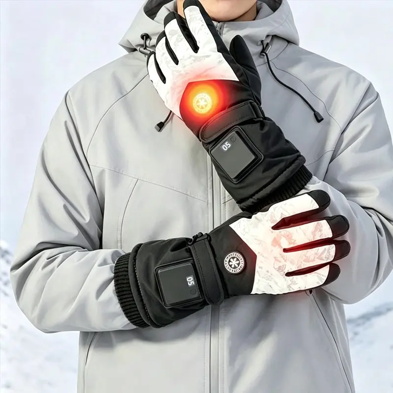Rechargeable Heated Gloves for Men and Women, Fast-Heating, Waterproof, Non-Slip Electric Gloves for Motorcycling, Hunting, Skiing, Outdoor Work, Winter Motorcycle Gloves