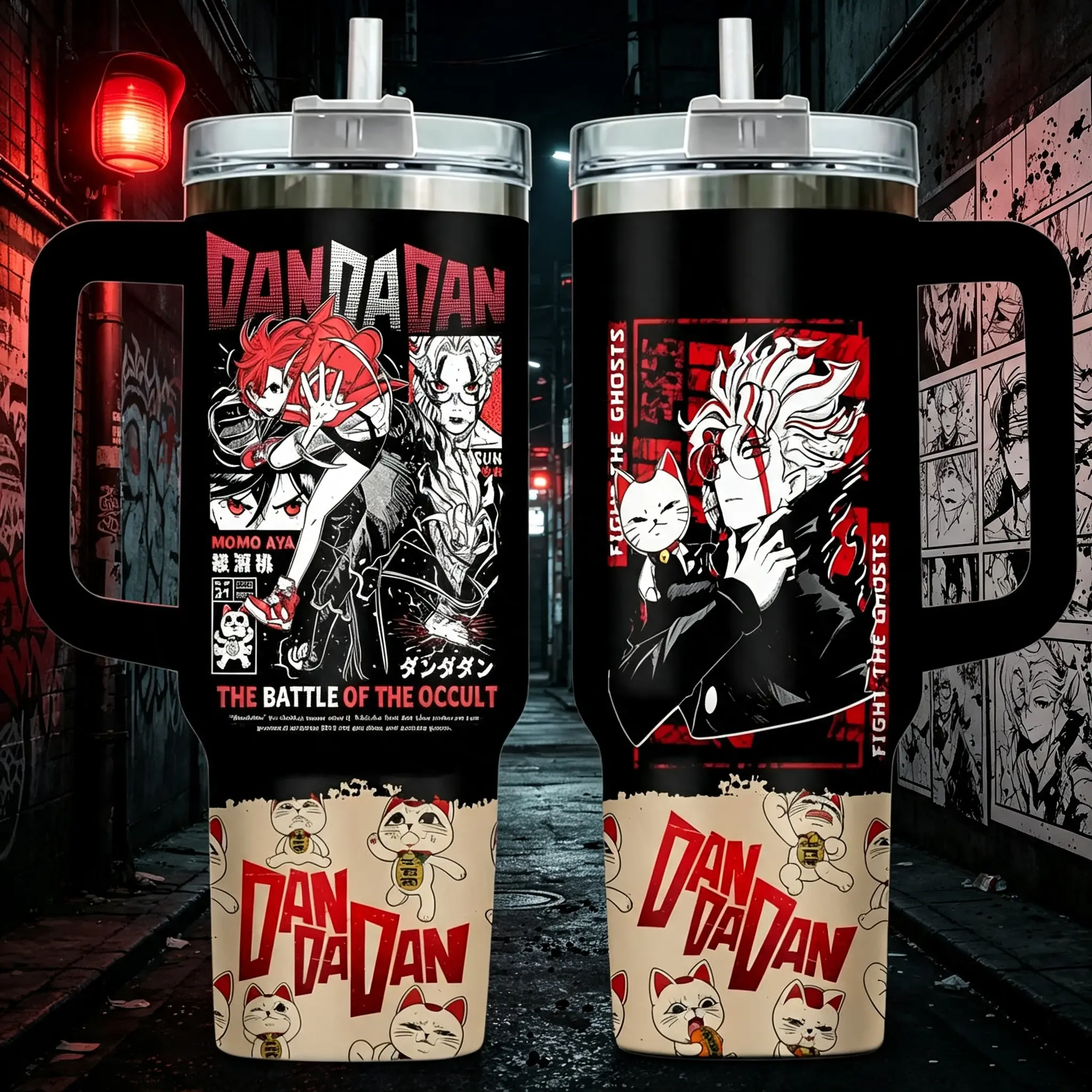 Dandadan Anime Tumbler 40oz with Handle and Straw |   Momo & Okarun Battle of the Occult Insulated Travel Mug |   Manga Fan Gift |   Premium Quality Merch
