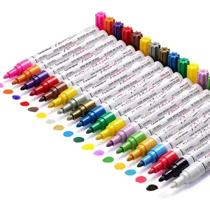 Paint Markers Paint Pens, Waterproof Quick Dry and Permanent, Work on Almost Anything, Oil-Based Marker Pen Rock Painting, Metal, Wood, Plastic, Canvas, Glass, Mugs, Craft - 18 colors