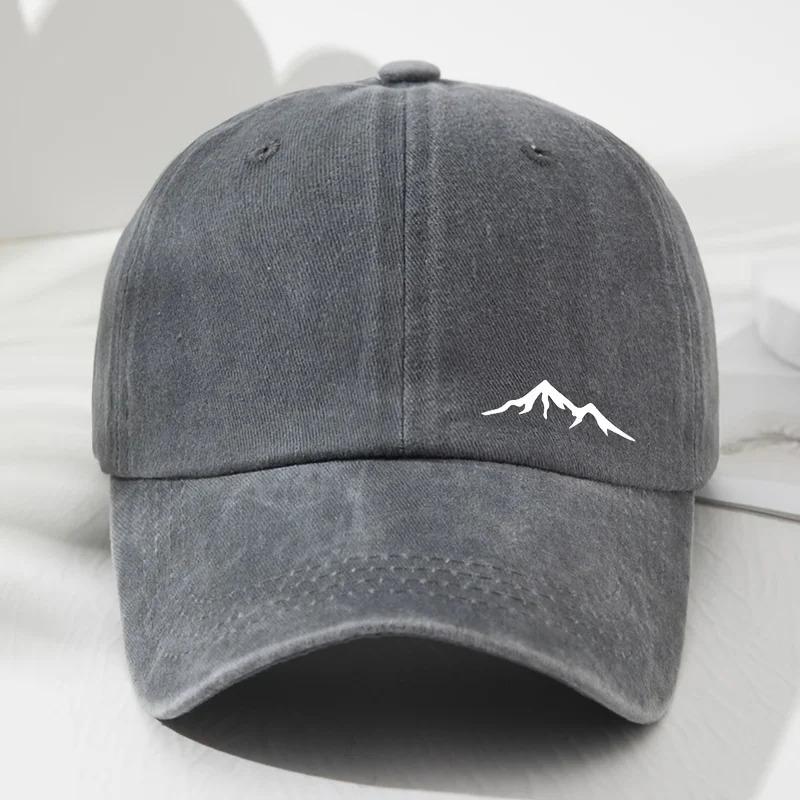 Mountain Peak Printed Washed Cap - Men's and Women's Baseball Cap - Soft Top Outdoor Mountaineering Bowler Hat